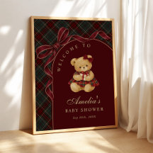 Vintage Teddy Bear Christmas Baby Shower Welcome