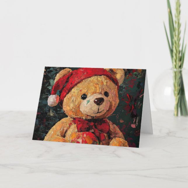 Vintage Teddy Bear Christmas Card (Front)