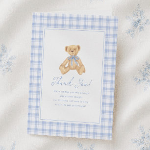 Vintage Teddy Bear Gingham Baby Shower Thank You Card