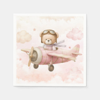 Vintage Teddy Bear Girl Baby Shower Invitation Napkin