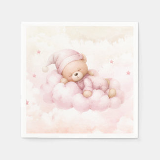 Vintage Teddy Bear Girl Baby Shower Invitation Napkin