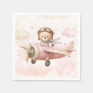 Vintage Teddy Bear Girl Baby Shower Invitation Napkin