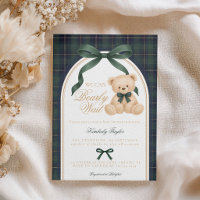 Vintage Teddy Bear Green Plaid Polo Baby Shower