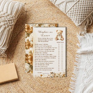 Vintage Teddy Bear Higher Lower Baby Shower Game