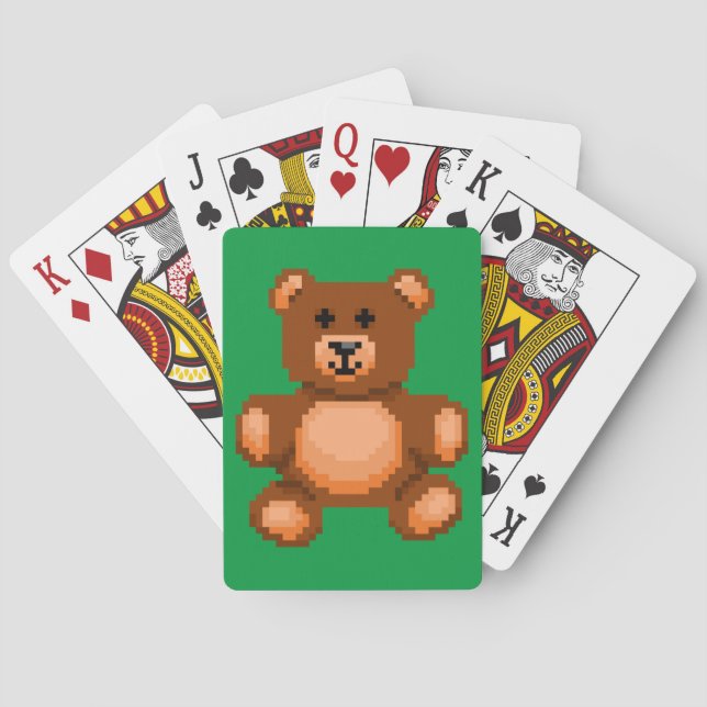 Vintage Teddy Bear - Pixel Art Playing Cards (Back)