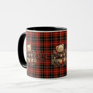 Vintage Teddy Bear Tartan Plaid Christmas Mug