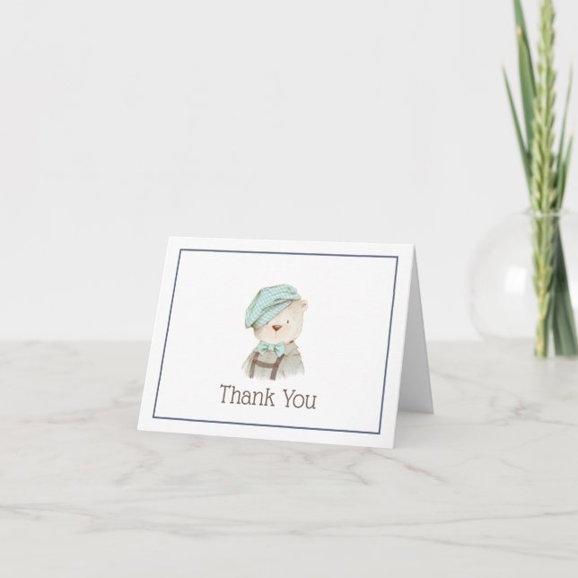 Vintage Teddy Bear Thank You Note Card (Front)