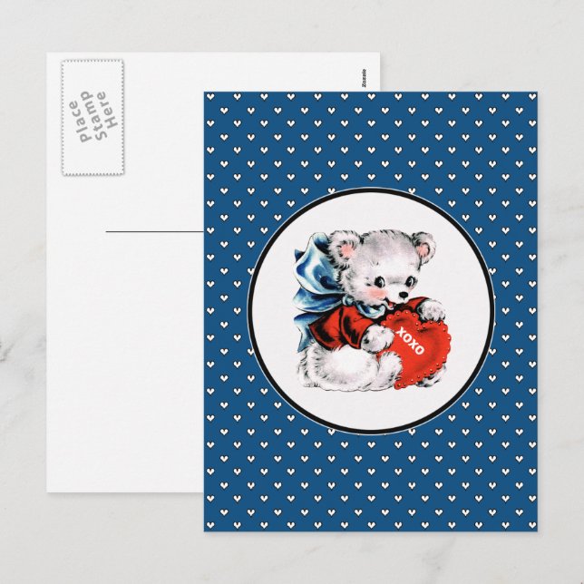 Vintage Teddy Bear Valentine's Day Holiday Postcard (Front/Back)