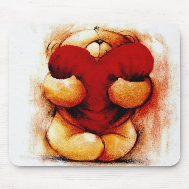 Vintage Teddy with Heart Mouse Pad (Front)