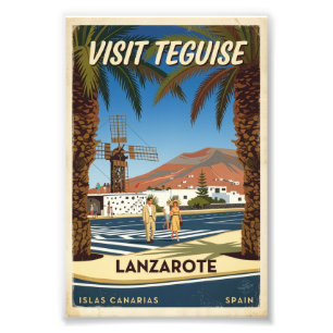 Vintage Teguise Lanzarote Spain Travel Poster