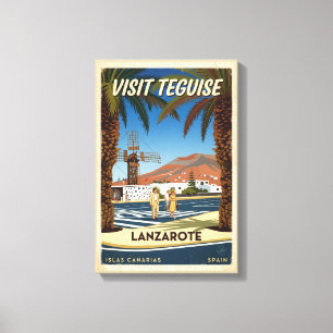 Vintage Teguise Lanzarote Spain Travel Poster Canvas Print