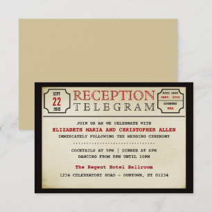 Vintage Telegram Style Wedding Reception Enclosure Card