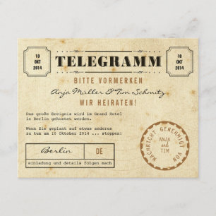 Vintage Telegramm Save the Date