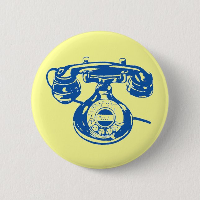 Vintage Telephone 6 Cm Round Badge (Front)
