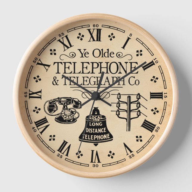Vintage Telephone and Telegraph Clock (Front)
