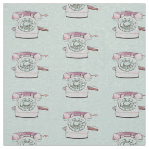 Vintage Telephone Pattern Repeat - Seafoam Fabric