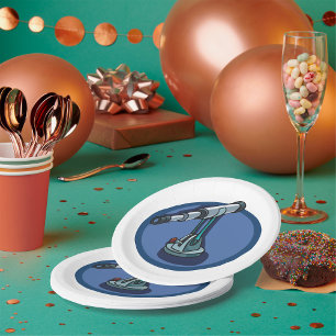 Vintage Telescope Astronomy Enthusiast Stargazing  Paper Plate