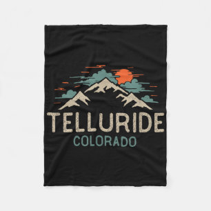 Vintage Telluride Colorado Retro Mountain Fleece Blanket