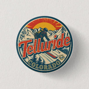 vintage Telluride colorado skiing outdoor gifts 3 Cm Round Badge