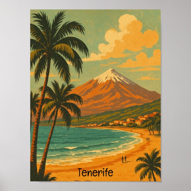 Vintage Tenerife Canary Island Mount Teide Travel  Poster (Front)