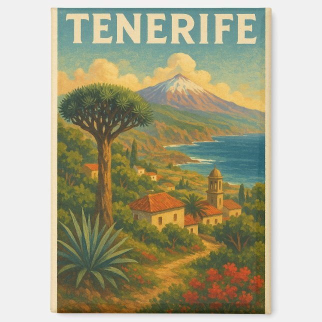 Vintage Tenerife Canary Islands Landscape  Magnet (Front)