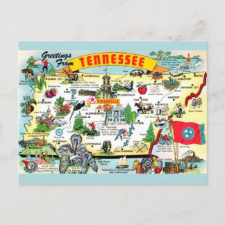 Vintage Tennessee Map Postcard 
