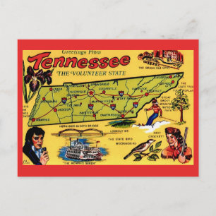 Vintage Tennessee Map Postcard