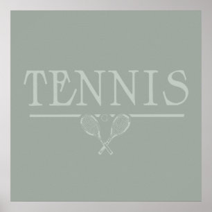 Vintage Tennis Art Illustrated CUSTOM COLOR Poster