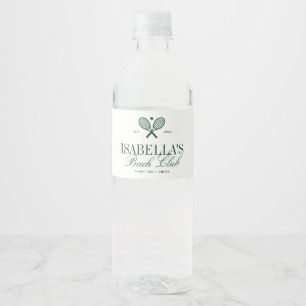 Vintage Tennis Country Club Bachelorette Water Bottle Label