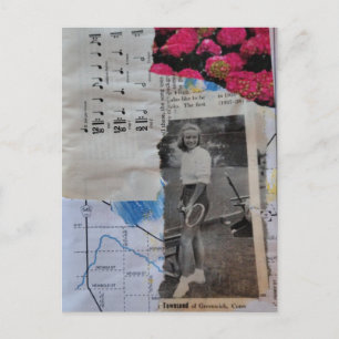 Vintage Tennis Woman Collage Postcard