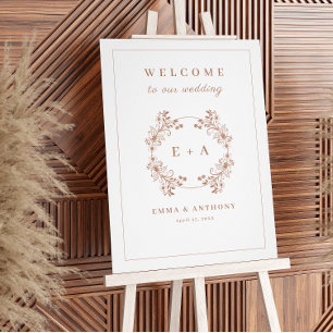 Vintage Terracota Monogram Wedding Welcome Sign