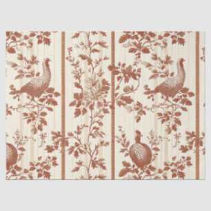 Vintage Terracotta Farm Hen Toile Design Tissue Paper