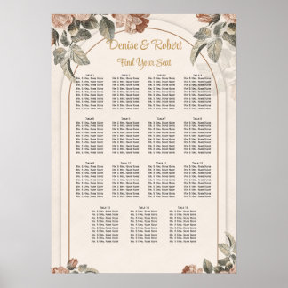 Vintage Terracotta Floral Seating Chart