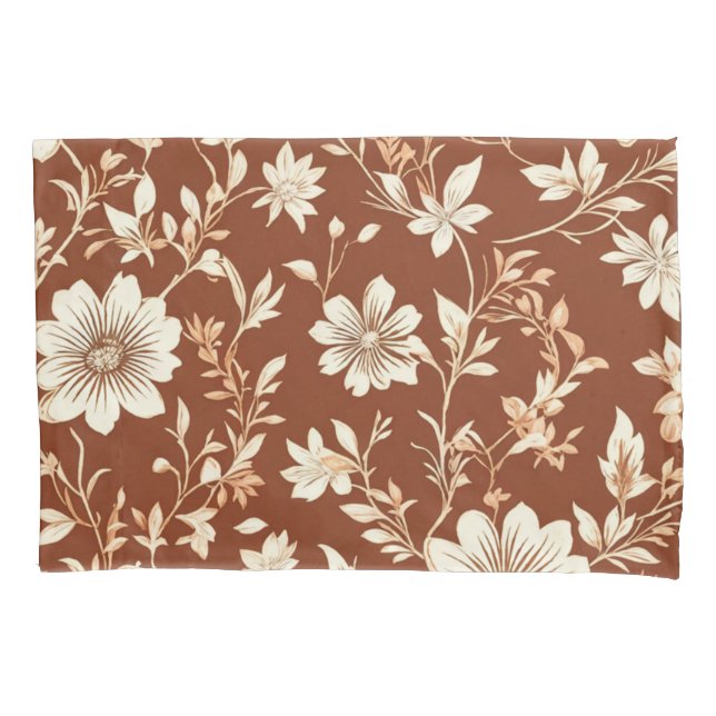 Vintage Terracotta Seamless Boho Floral Pattern  Pillowcase (Front)