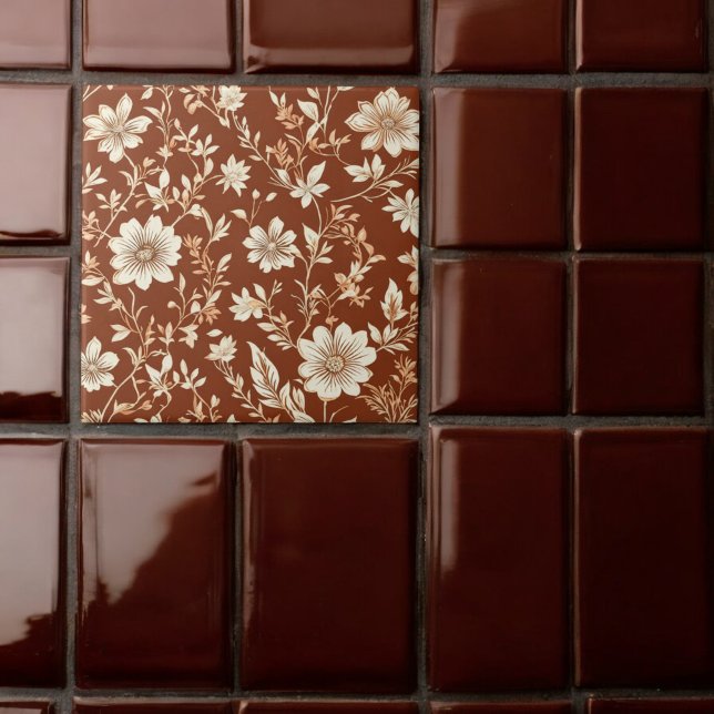 Vintage Terracotta Seamless Boho Floral Pattern  Tile (Creator Uploaded)