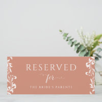 Vintage Terracotta Wedding Reserved Sign Elegant