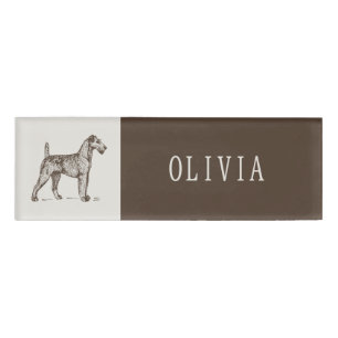 Vintage Terrier Custom Name Tag Badge Personalise
