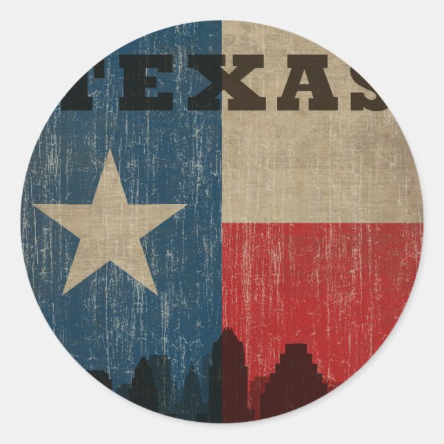 Vintage Texas Classic Round Sticker (Front)