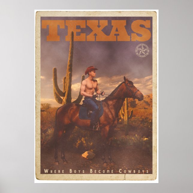 Vintage Texas Cowboy Poster (Front)