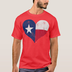 Vintage Texas Flag Heart Love Home Family Texan T-Shirt