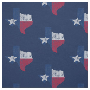 Vintage Texas Flag State Outline Fabric
