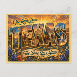 Vintage Texas Greeting From Postcard