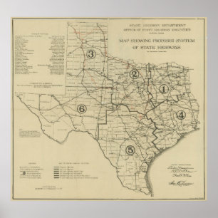 Vintage Texas Highway Map (1917) Poster