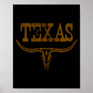 Vintage Texas Longhorn Lone Star State Don't Mess Poster