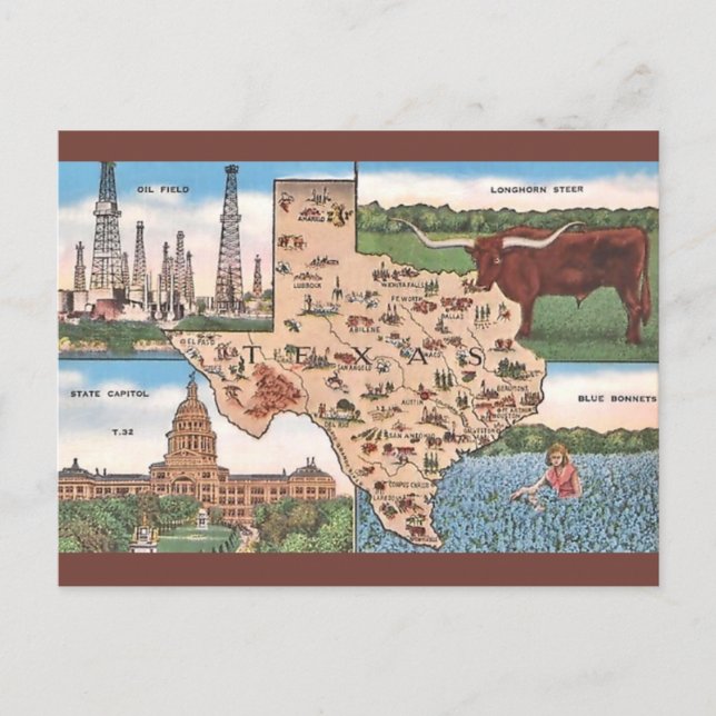 Vintage Texas State Postcard (Front)