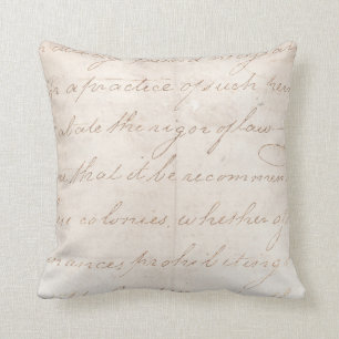 Vintage Text Colonial Script Parchment Paper Cushion