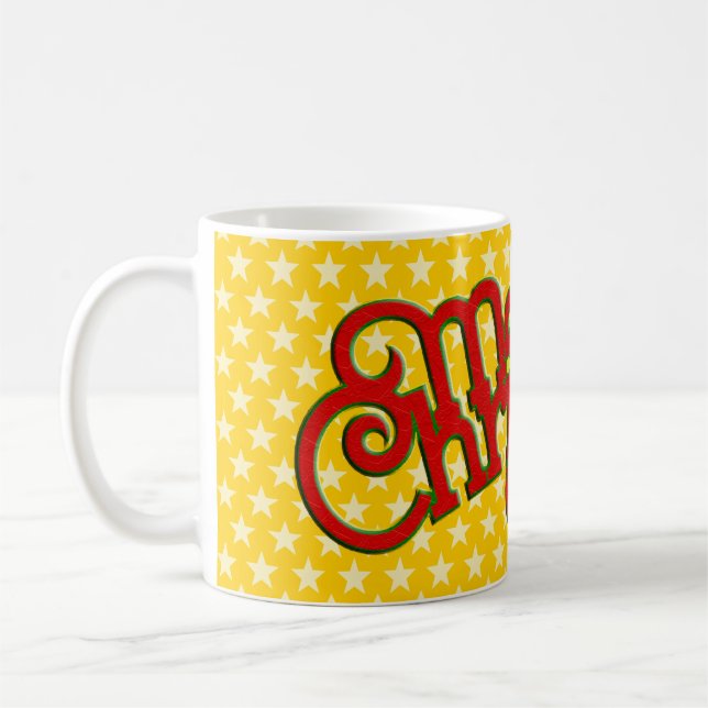 Vintage Text Design: Merry Christmas Coffee Mug (Left)