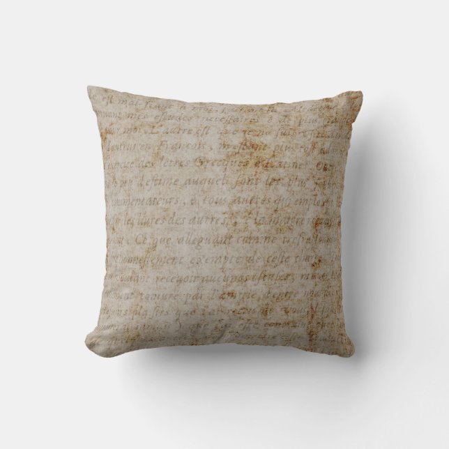 Vintage Text French Background Paper Template Cushion (Front)