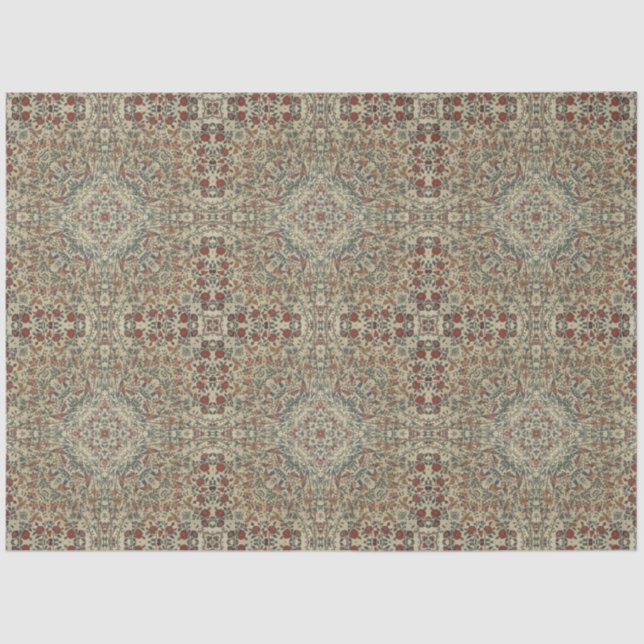 Vintage Textile Birds Flowers Tissue Paper (Front)