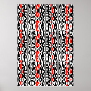 Vintage textile pattern art design black and white poster